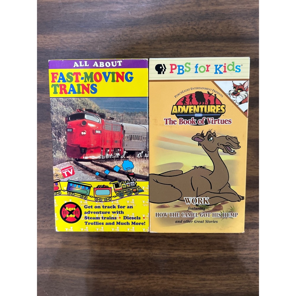 PBS Kids Adventures Book of Virtues Work All About Fast-Moving Trains VHS Lot 2